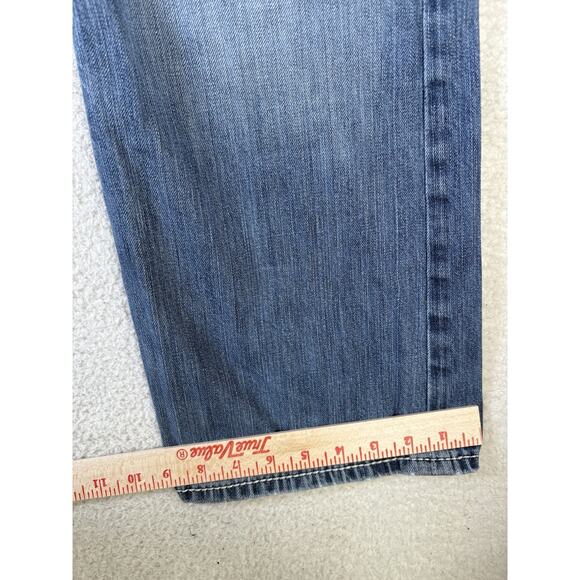 Buckle BKE Carter Jeans Mens 36R 36x31 Blue Straight Distressed Thick Stitch - Picture 12 of 16